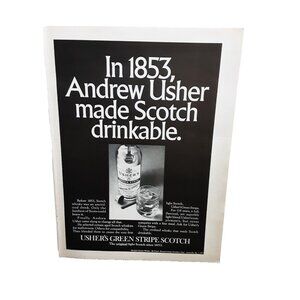 1971 Ushers Green Stripe Scotch Original Print Ad 70s